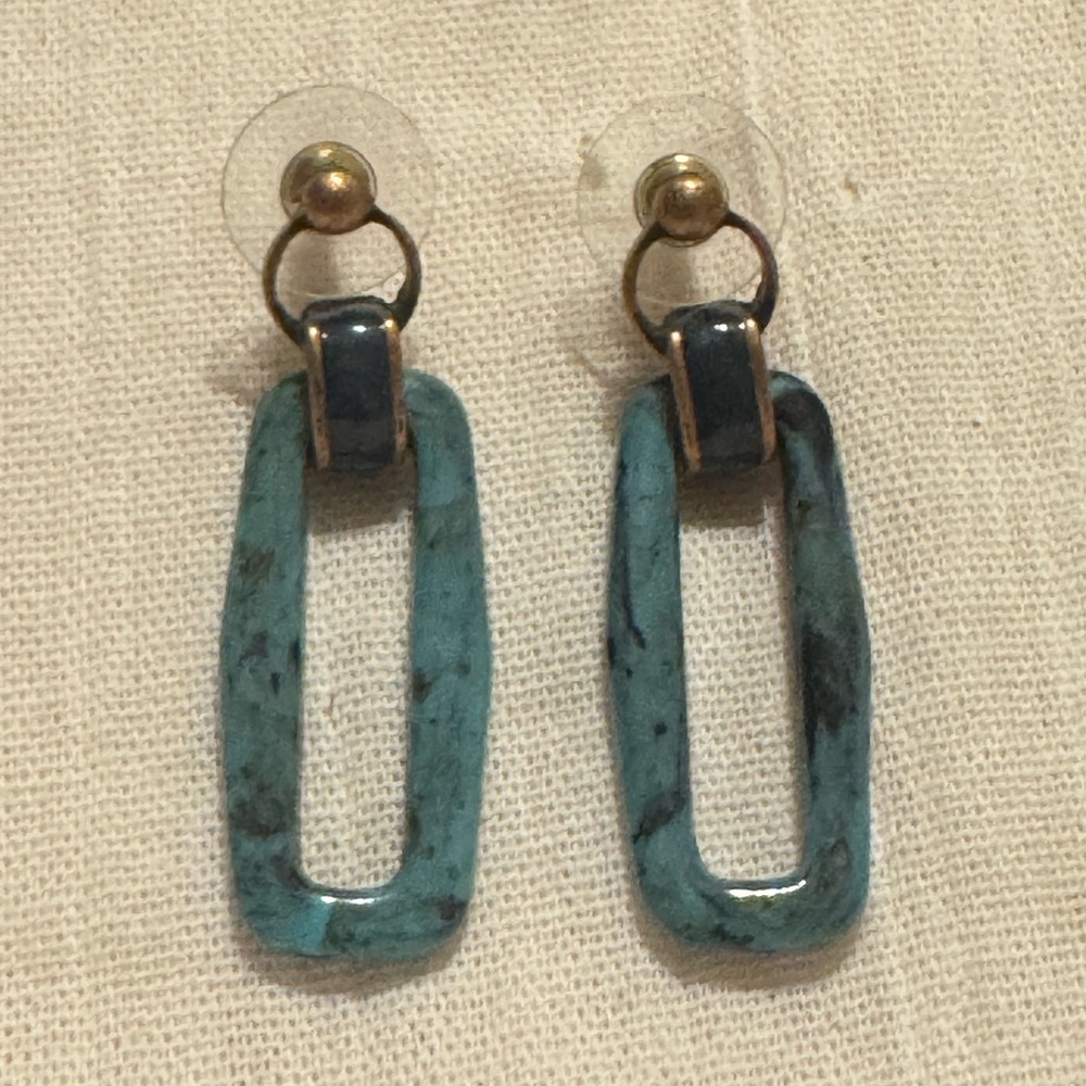 Elegant Blue Rectangular Earrings